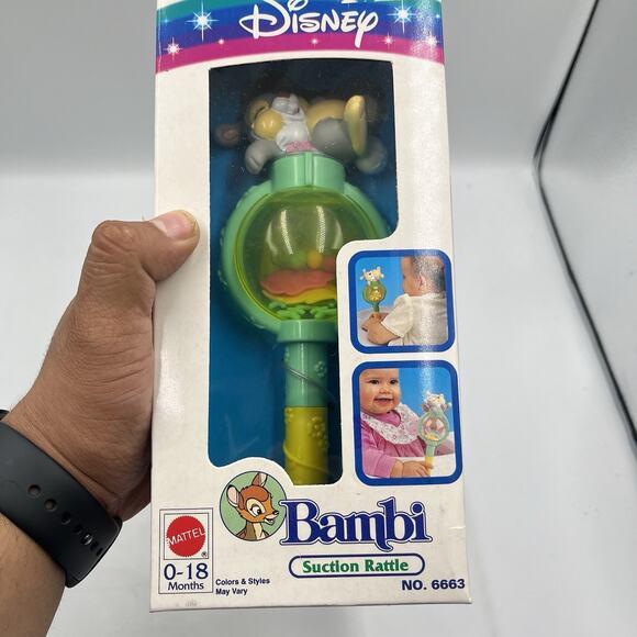 Vintage 90s Disney Bambi Thumper Suction Rattle - New! - Picture 11 of 12
